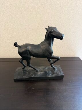 Matte Black Galloping Horse Sculpture - Unbranded